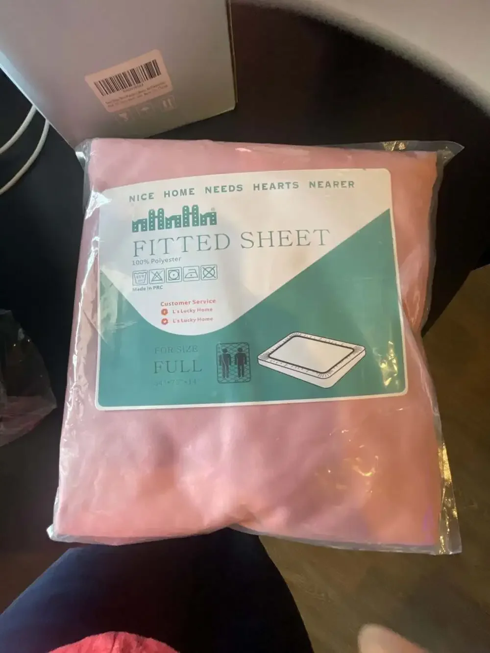 L's Lucky Home Full Size 100% Polyester Fitted Sheet, Pink